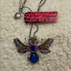 Betsy Johnson Colorful Beetle Necklace/Broche